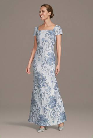 Picture of Short Sleeve Brocade Mermaid Dress